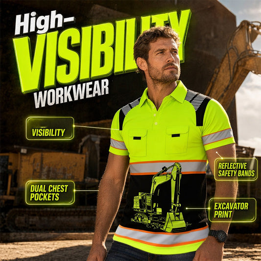 🚜 Herren Bagger-Grafik T-Shirt – Lässig & Robust ☀️