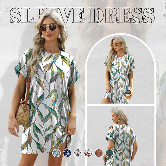 Lockeres Kurzarmkleid mit vielseitigen Druckdesigns