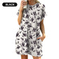 Lockeres Kurzarmkleid mit vielseitigen Druckdesigns