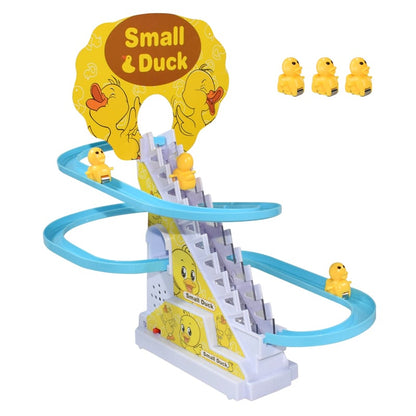 🦆✨ Kleines Entchen, das die Treppe hochläuft – Lustiges elektrisches Spielzeug, leuchtende Farben, perfekt zum Wecken und Zum-Lachen-Bringen deines Babys 🎶🧸