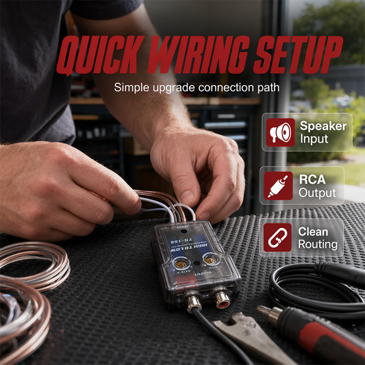 🎵 50% RABATT! 🔊 Auto-Audio High-to-Low-Impedanzwandler – Verzögerungsfunktion, präzise Signalwandlung & kompaktes Design – Ideal für Fahrzeug-Klangsysteme 🔧