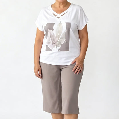⚡ 50 % Rabatt sichern – lässiges 2-teiliges Set mit V-Ausschnitt-Shirt & Cropped-Hose – bequem, atmungsaktiv & vielseitig ✨