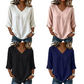 👗 JETZT 50 % RABATT! 💥 Lässige Damenbluse mit V-Ausschnitt und 3/4-Ärmeln.