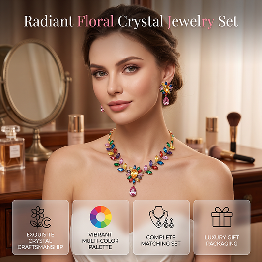 💎 50% RABATT! 🌷 Damen Buntes Blumen-Kristall-Schmuckset – Farbenfroh, elegant & leicht – Perfekt für Alltag & besondere Anlässe ✨