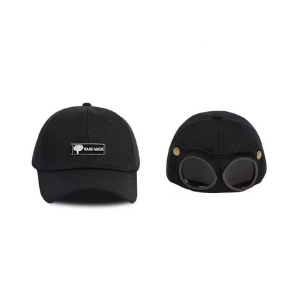 SunShield Pilotenmütze mit Schutzbrille