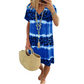 Damen Casual Batik Leopardenmuster V-Ausschnitt Kleid