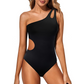 Damen Einteiler-Badeanzug mit One-Shoulder-Träger und Raffung