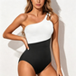 Damen Einteiler-Badeanzug mit One-Shoulder-Träger und Raffung