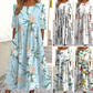 👗🌸Elegantes Damen-Blumenkleid mit Rundhalsausschnitt und langer Länge