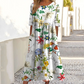 👗🌸Elegantes Damen-Blumenkleid mit Rundhalsausschnitt und langer Länge