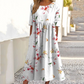 👗🌸Elegantes Damen-Blumenkleid mit Rundhalsausschnitt und langer Länge