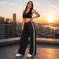 🧘‍♀️ 50 % Rabatt – Weite Sporthose mit elastischem Bund & Zugschnur – seitliche Zierbänder, leicht & vielseitig – ideal für Yoga, Fitness & Freizeit 👖