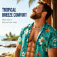 Herren Hawaii-Hemd Tropischer Blumendruck Kurzarm Lässiges Strand-Knopfhemd