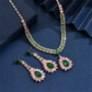 💎 Damen Schmuckset mit Zirkonia – Elegante Halskette & Ohrhänger in Pink-Grün Design