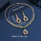 💎 Damen Schmuckset mit Zirkonia – Elegante Halskette & Ohrhänger in Pink-Grün Design