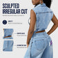 💥50 % RABATT !!🤠Damen-Jeanswestenkleid – ärmellos, mit hohem Schlitz, lange Weste im Streetwear-Stil