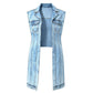 💥50 % RABATT !!🤠Damen-Jeanswestenkleid – ärmellos, mit hohem Schlitz, lange Weste im Streetwear-Stil