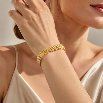 📢📢50% OFF !! ⏰14K Gold-Plated Wide Woven Mesh Bracelet
