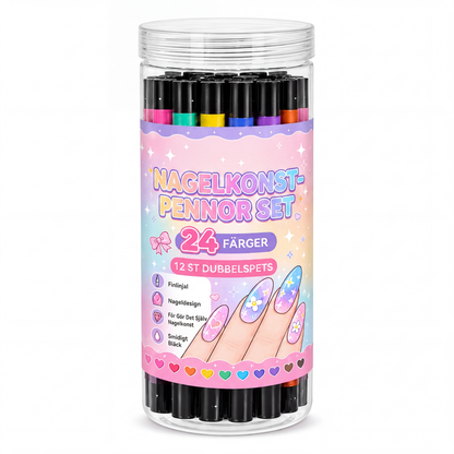 24-Farben Doppelseitige Nagel-Art-Stifte Set