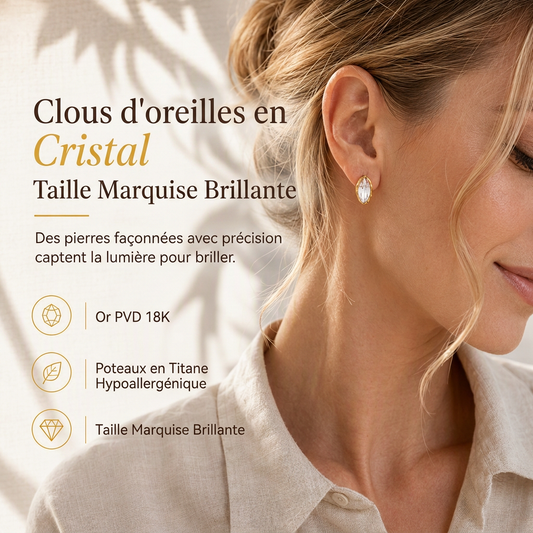1 paire de boucles d'oreilles clous en acier inoxydable avec strass pour femmes