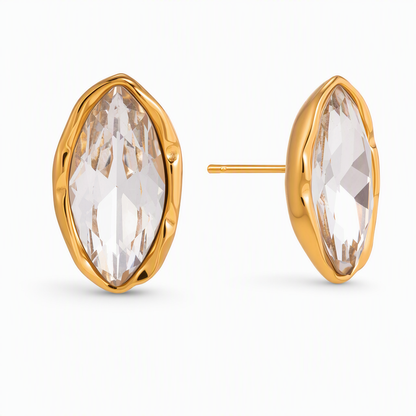 1 paire de boucles d'oreilles clous en acier inoxydable avec strass pour femmes