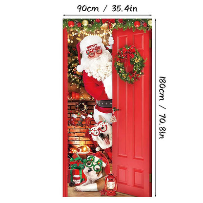 Weihnachtliche Türabdeckung für schnelle und stimmungsvolle Weihnachtsdekoration (90 × 180 cm)