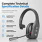 🚚 Bluetooth-Headset für Lkw-Fahrer: ENC-Geräuschunterdrückung, flexibles Bügelmikrofon, 78 Std. Laufzeit, leicht