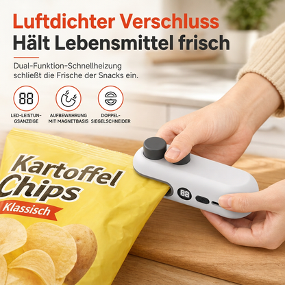 ⏳Nur für kurze Zeit – 50% RABATT⏰Tragbarer Mini-Handbeutelversiegelung Wiederaufladbares Heißsiegelgerät mit Batteriestromanzeige und magnetischem Design für Snackbeutel aus Kunststoff