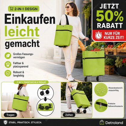 🛒 50% RABATT! 👜 Faltbare 2‑in‑1 Einkaufstasche – Platzsparend & vielseitig ✨